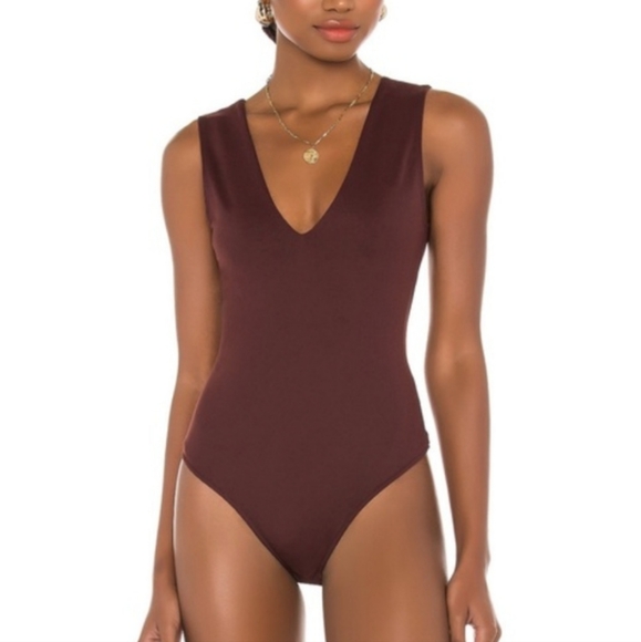 Free People Keep it Sleek Sleeveless Burgundy Bodysuit Size Small - Picture 6 of 7